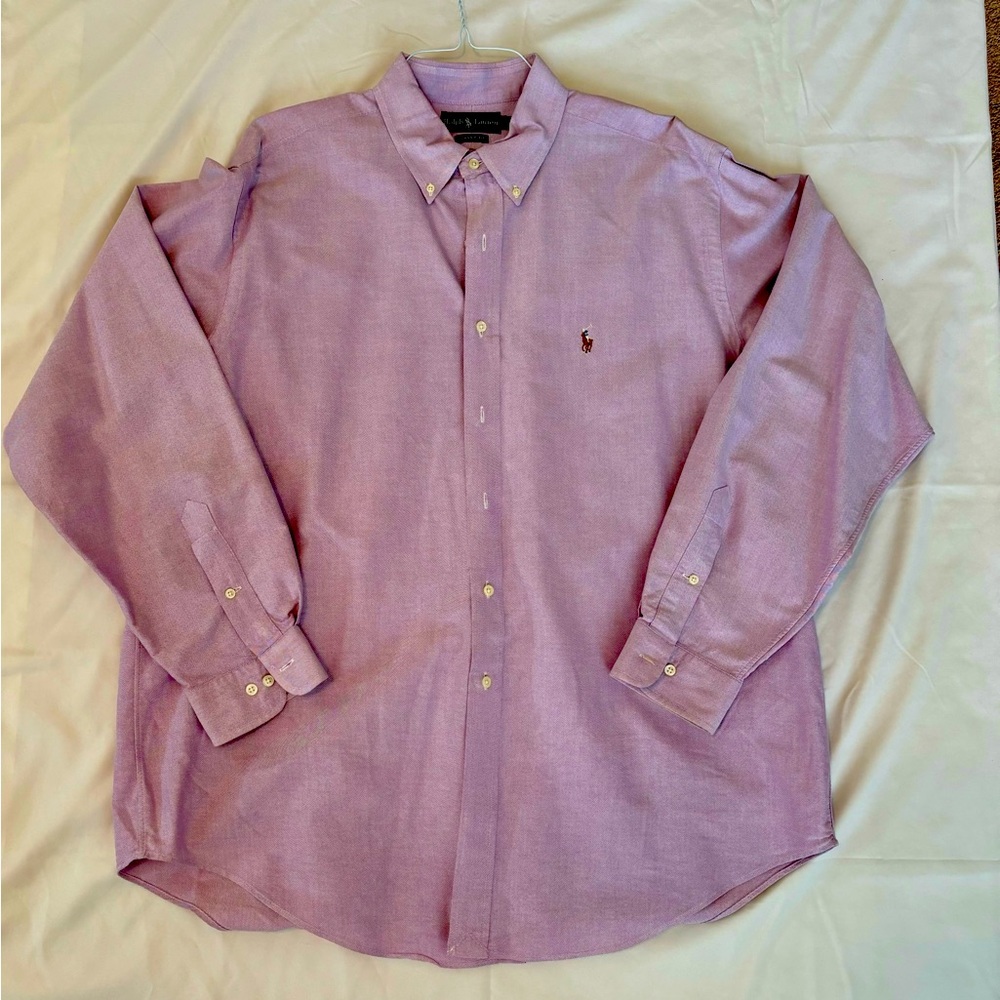 Ralph Lauren‎ Classic Fit Shirt Button Down Front Purple Size 17 1/2 36/37